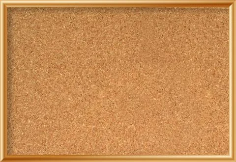 Cork board with wood frame. Empty corkboard with brown texture on transparent Stock Illustration