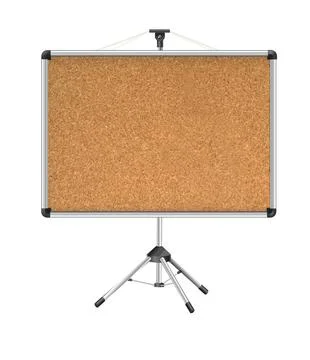 Cork board with wood frame. Empty corkboard with brown texture on transparent Stock Illustration