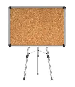 Cork board with wood frame. Empty corkboard with brown texture on transparent Stock Illustration