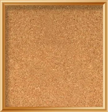 Cork board with wood frame. Empty corkboard with brown texture on transparent Stock Illustration