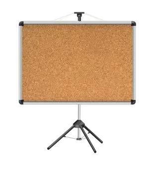 Cork board with wood frame. Empty corkboard with brown texture on transparent Stock Illustration