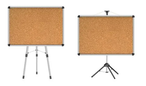 Cork board with wood frame. Empty corkboard with brown texture on transparent Stock Illustration