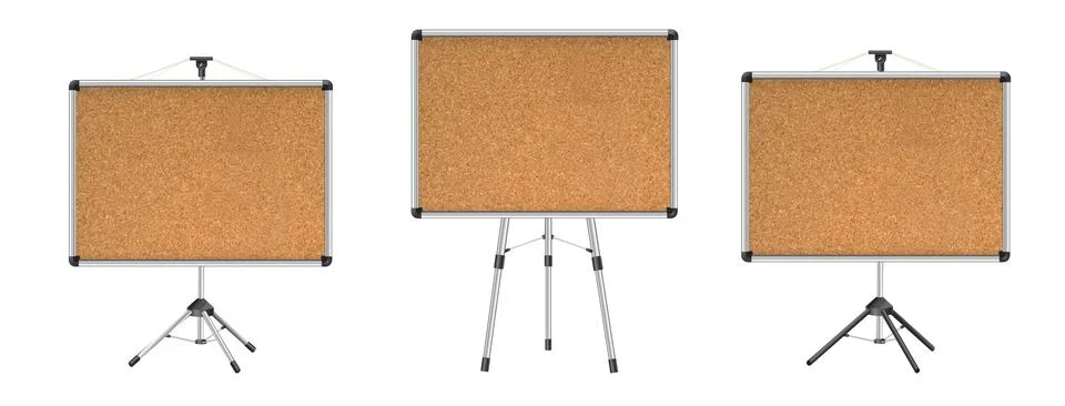Cork board with wood frame. Empty corkboard with brown texture on transparent Stock Illustration