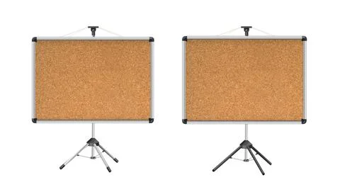 Cork board with wood frame. Empty corkboard with brown texture on transparent Stock Illustration
