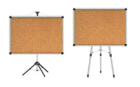 Cork board with wood frame. Empty corkboard with brown texture on transparent Stock Illustration