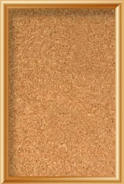 Cork board with wood frame. Empty corkboard with brown texture on transparent Stock Illustration