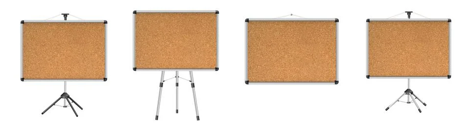 Cork board with wood frame. Empty corkboard with brown texture on transparent Stock Illustration