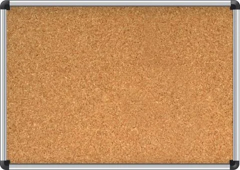 Cork board with wood frame. Empty corkboard with brown texture on transparent Stock Illustration