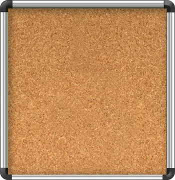 Cork board with wood frame. Empty corkboard with brown texture on transparent Stock-Illustration
