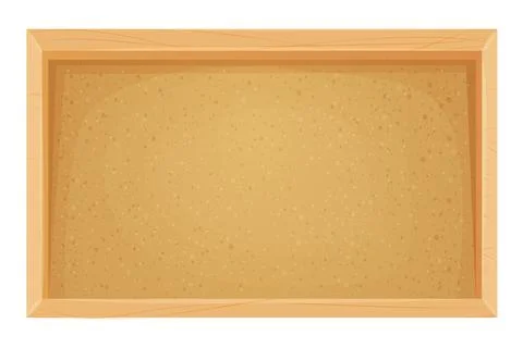 Cork board in wooden frame empty in cartoon style isolated on white background Stock Illustration