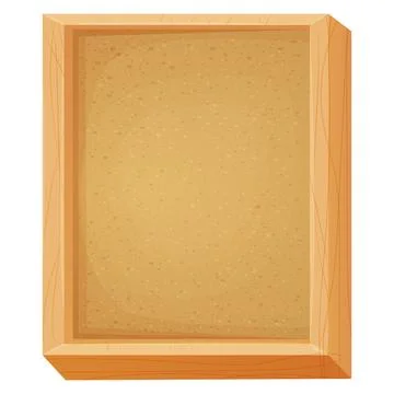 Cork board in wooden frame empty in cartoon style isolated on white background Stock Illustration