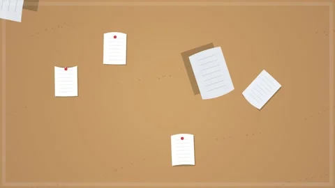 Cork Bulletin Board with Scattered Papers and Notes Stock Footage 346660823