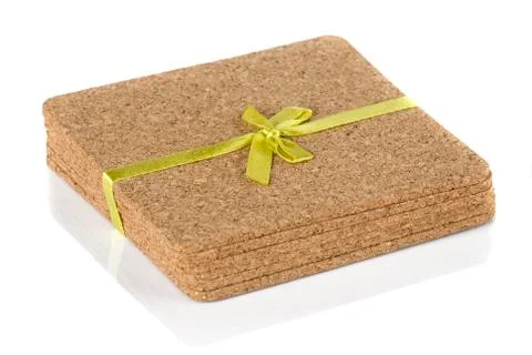 Cork coasters under glasses Stock Photos