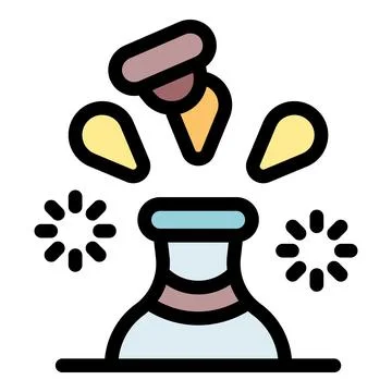 Cork exploding from champagne bottle celebrating new year's eve Stock Illustration