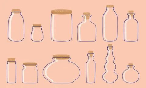 Cork Jars and Bottles Stock Illustration