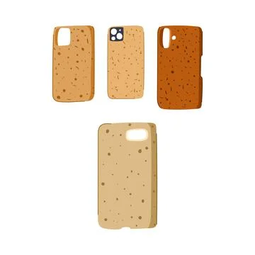 Cork phone cases with natural texture material Stock Illustration