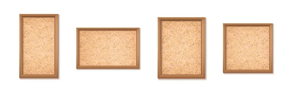 Cork texture rectangular picture frames set Stock Illustration