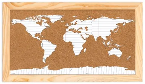 Corkboard with World Map Stockillustratie