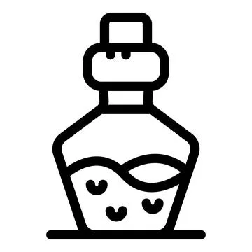 Corked glass jar filled with a magic potion is standing on a table Stock Illustration