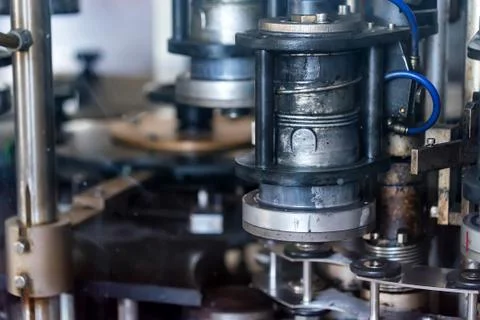 Corking device at winery close Foto stock