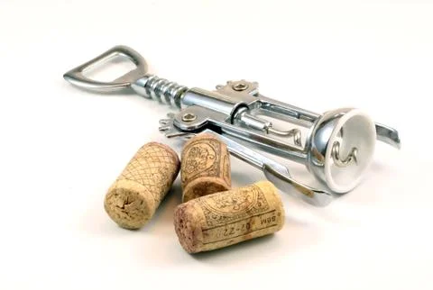 Corks and corkscrew Stock Photos