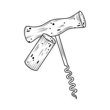 Corkscrew and cork Ilustração Stock
