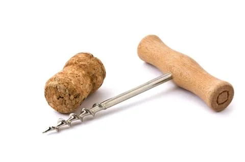 Corkscrew and cork Stock-Fotos