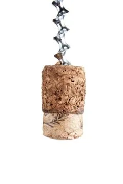 Corkscrew and cork Stock-Fotos