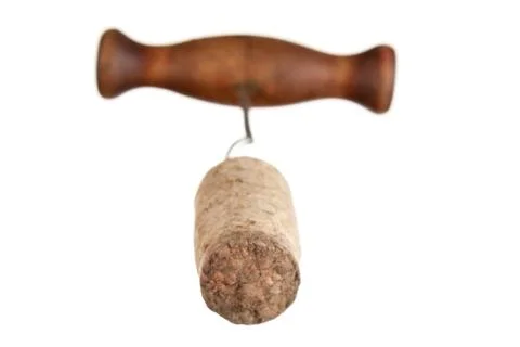 Corkscrew and cork Stock Photos