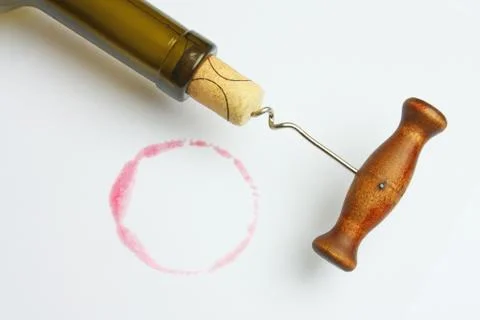 Corkscrew and cork 스톡 사진