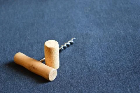 Corkscrew and cork Stock Photos