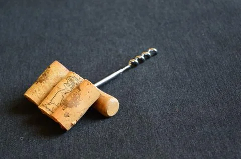Corkscrew and corks Stock Photos