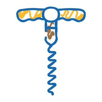 Corkscrew bartender icon doodle illustration Illustrazione stock