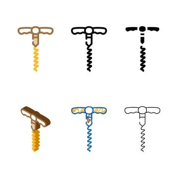 Corkscrew bartender simplified color icon vector Stock Illustration