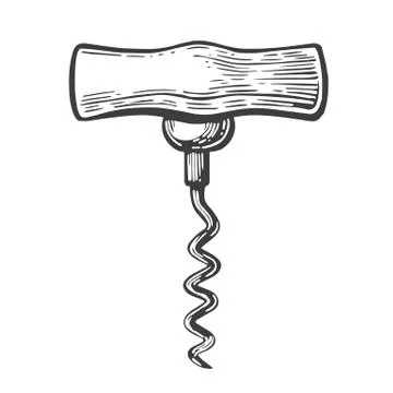 Corkscrew basic. Black vintage engraved vector illustration isolated on white Illustrazione stock