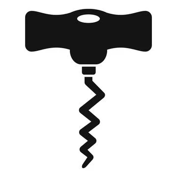 Corkscrew with black handle for opening wine bottles Illustration