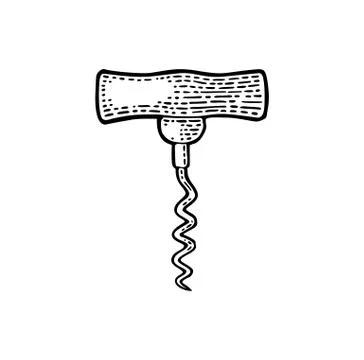 Corkscrew. Black vintage engraving vector illustration Stock Illustration