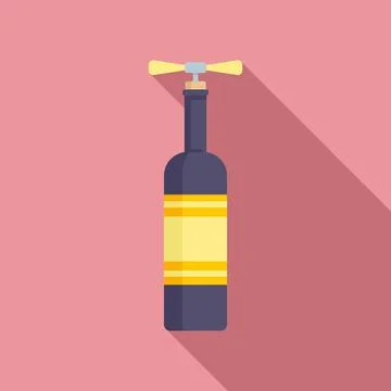 Corkscrew bottle icon, flat style Stock Illustration