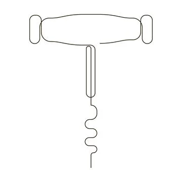 Corkscrew continuous line. Bottle-screw or win bottle opener. Vector Stock Illustration
