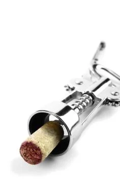 Corkscrew with cork attached Stock Photos