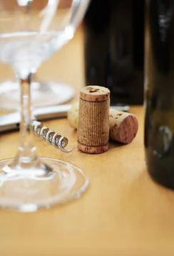 Corkscrew &amp; corks Stock Photos