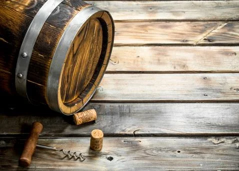 Corkscrew with corks. Stock Photos