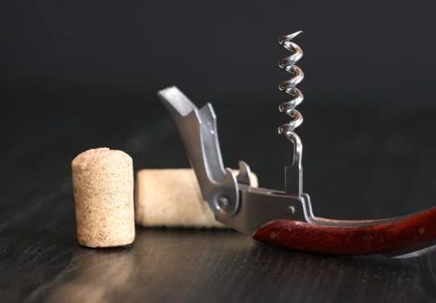 Corkscrew on dark Stock Photos