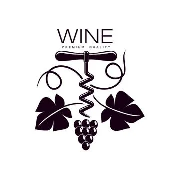 Corkscrew decorated with grapevine icon Ilustração Stock