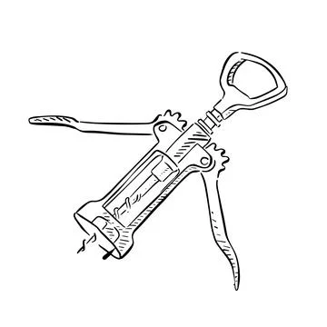 Corkscrew hand drawn in black and white Illustrazione stock