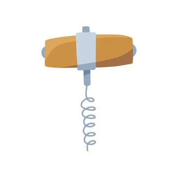 Corkscrew. Hand drawn flat vector illustration isolated on white background Stock Illustration