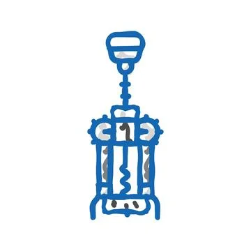 Corkscrew hand wine icon doodle illustration Stock Illustration