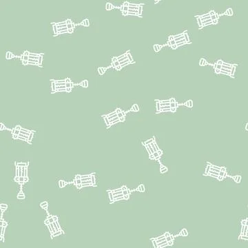 Corkscrew hand wine line seamless pattern Stock Illustration