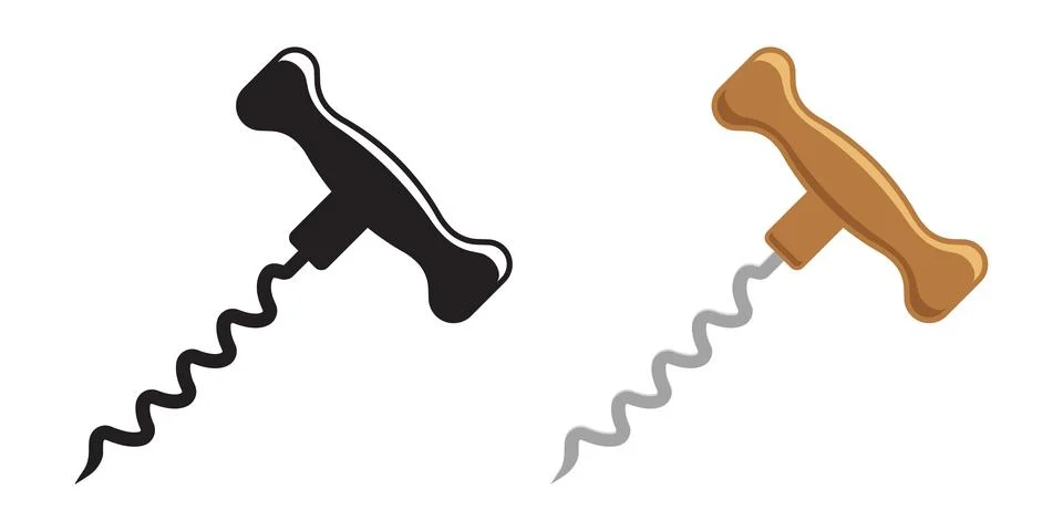 Corkscrew icon in flat style. Device for open wine bottle vector illustrati.. Stock Illustration