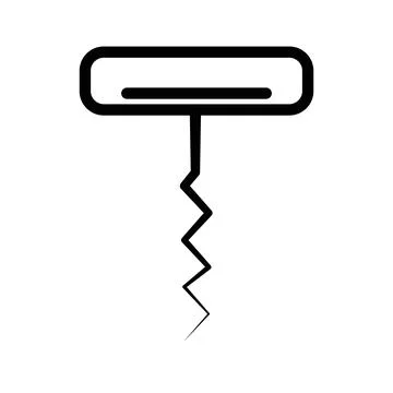 Corkscrew icon linear logo mark in black and white Stock Illustration